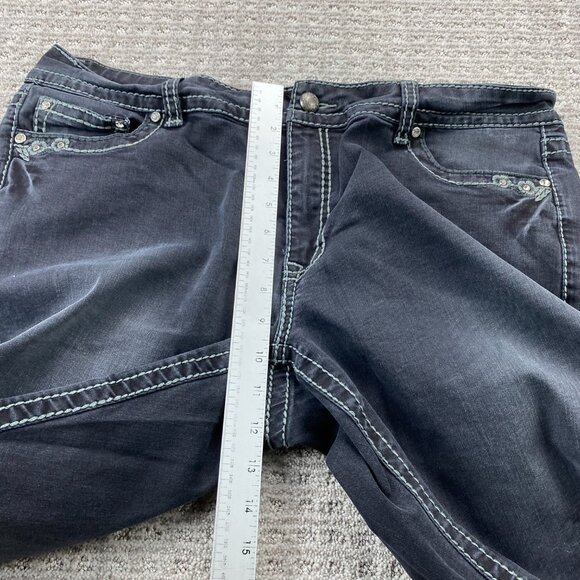 Suko Jeans Women Size 16 Black Dazzled Rhinestones Faded Washed Denim Black - Picture 10 of 13